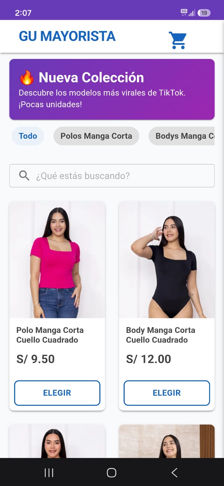 Vista móvil del Catálogo Solufact